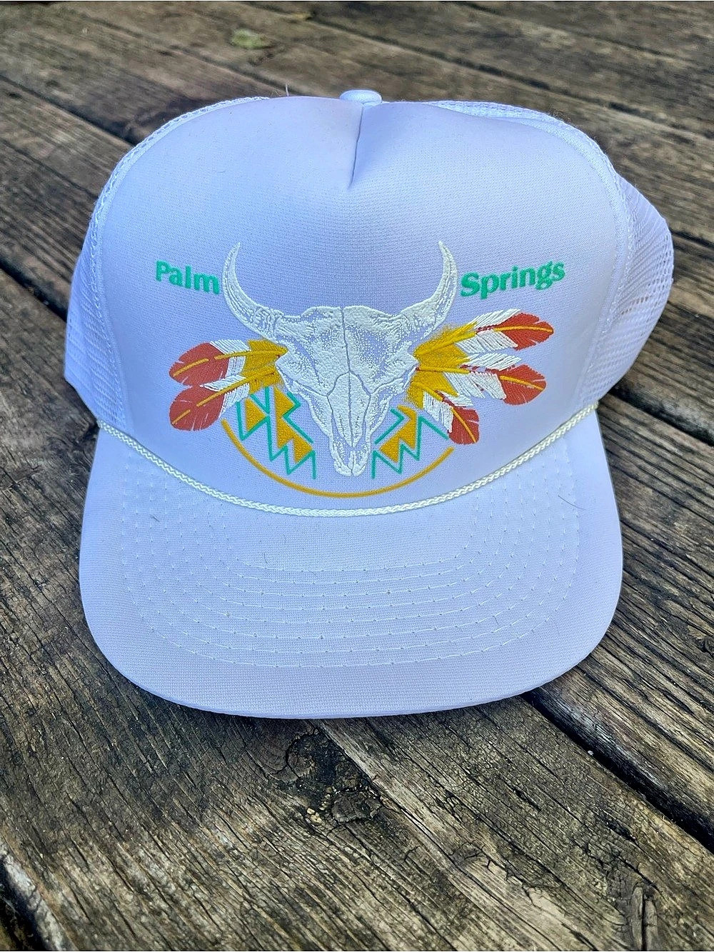 Palm Springs Steer Graphic Trucker Hat White
